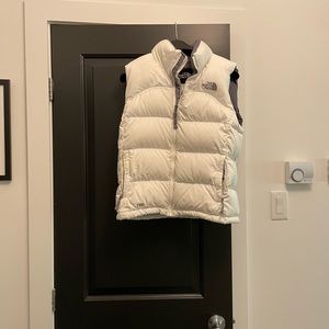 North Face white bomber vest